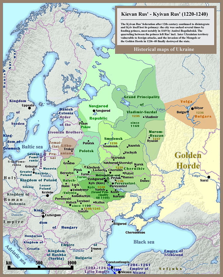 Map of the Kievan Rus' ca. 1220