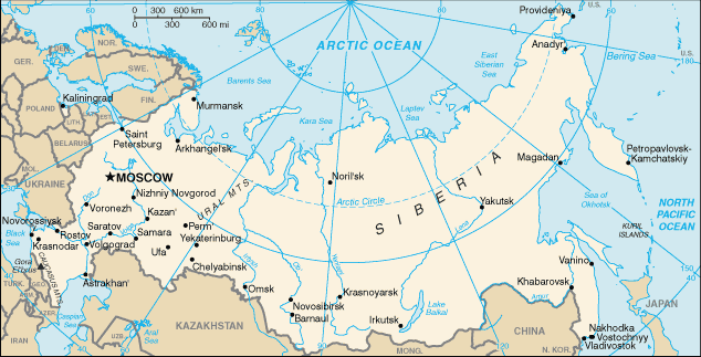 Map of Modern Russia
