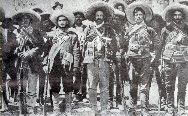Photograph of Pancho Villa and other revolutionaries.