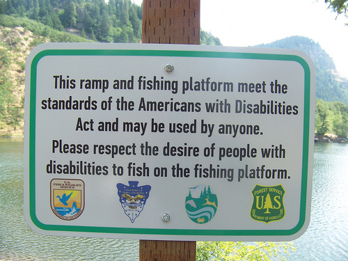 ADA sign at a fishing platform, 2012.