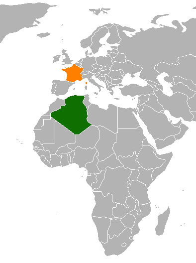 Map showing locations of France and Algeria