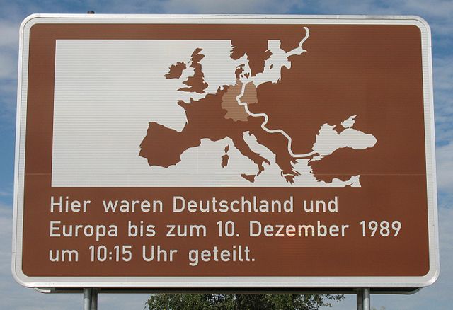 Sign marking former inner German border.