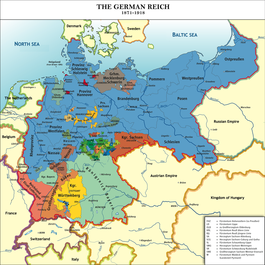 Map of the German Empire, 1871-1918