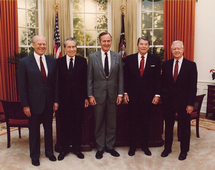 Presidents Ford, Nixon, Bush (41), Reagan, and Carter, at
the opening of the Reagan Presidential Library.
