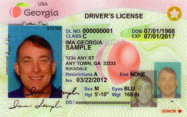 REAL ID compliant driver's license from Georgia (example).